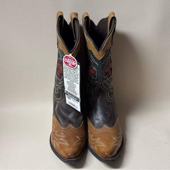 Laredo Women's Western pull-on Boots Janis Size 9.5M Brown/tan with inlay NEW - Picture 6 of 6